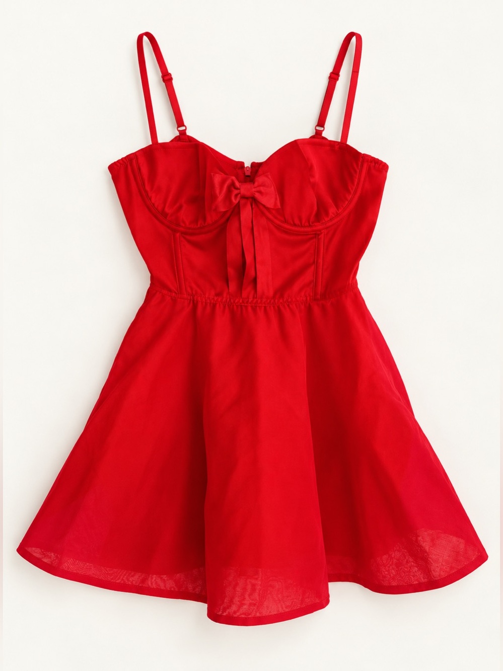 New! Victoria’s Secret Red Bow Bustier Fit Flare Mini Dress Medium 57303